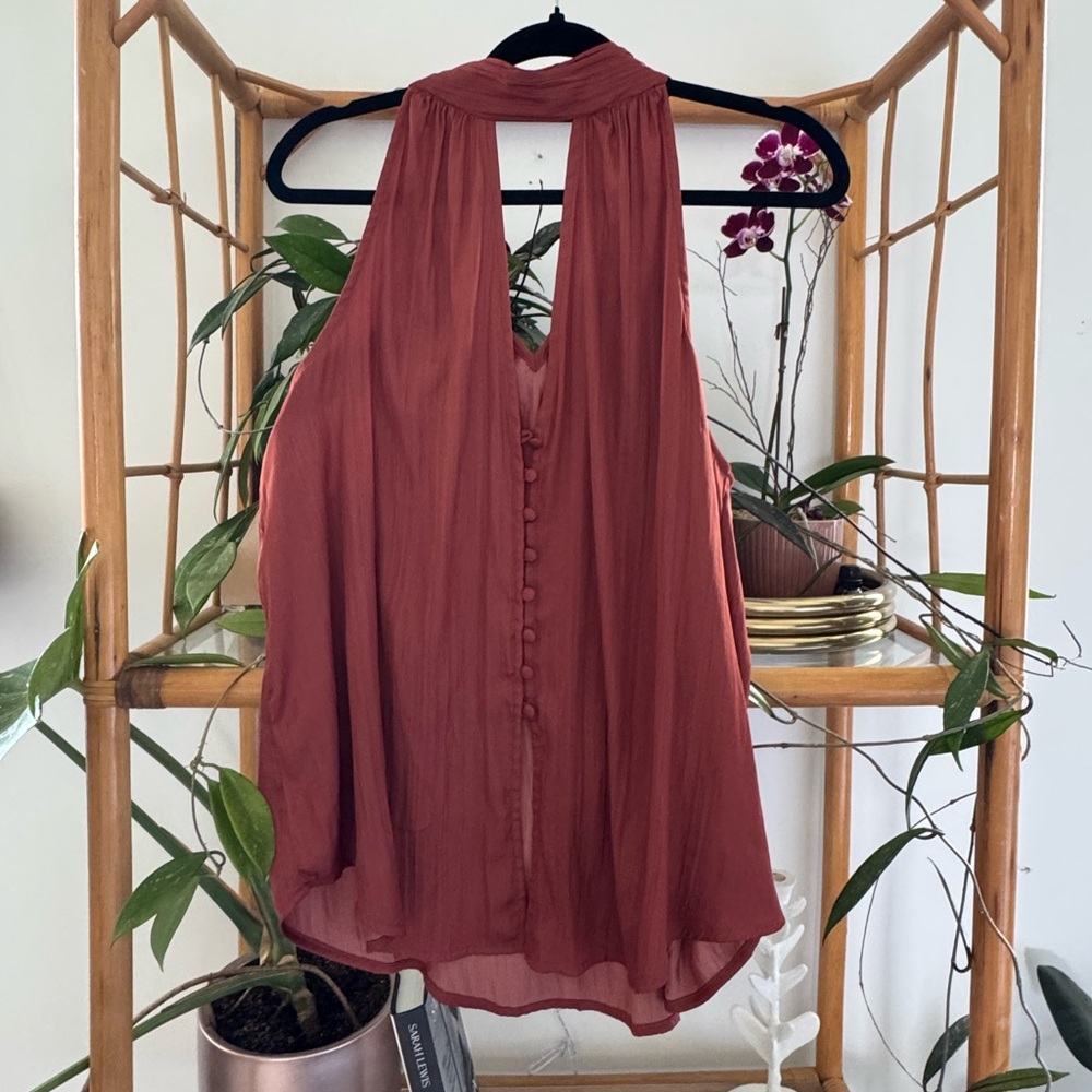 Stunning Amber Silk Halter Top by Anthropologie – Size Large